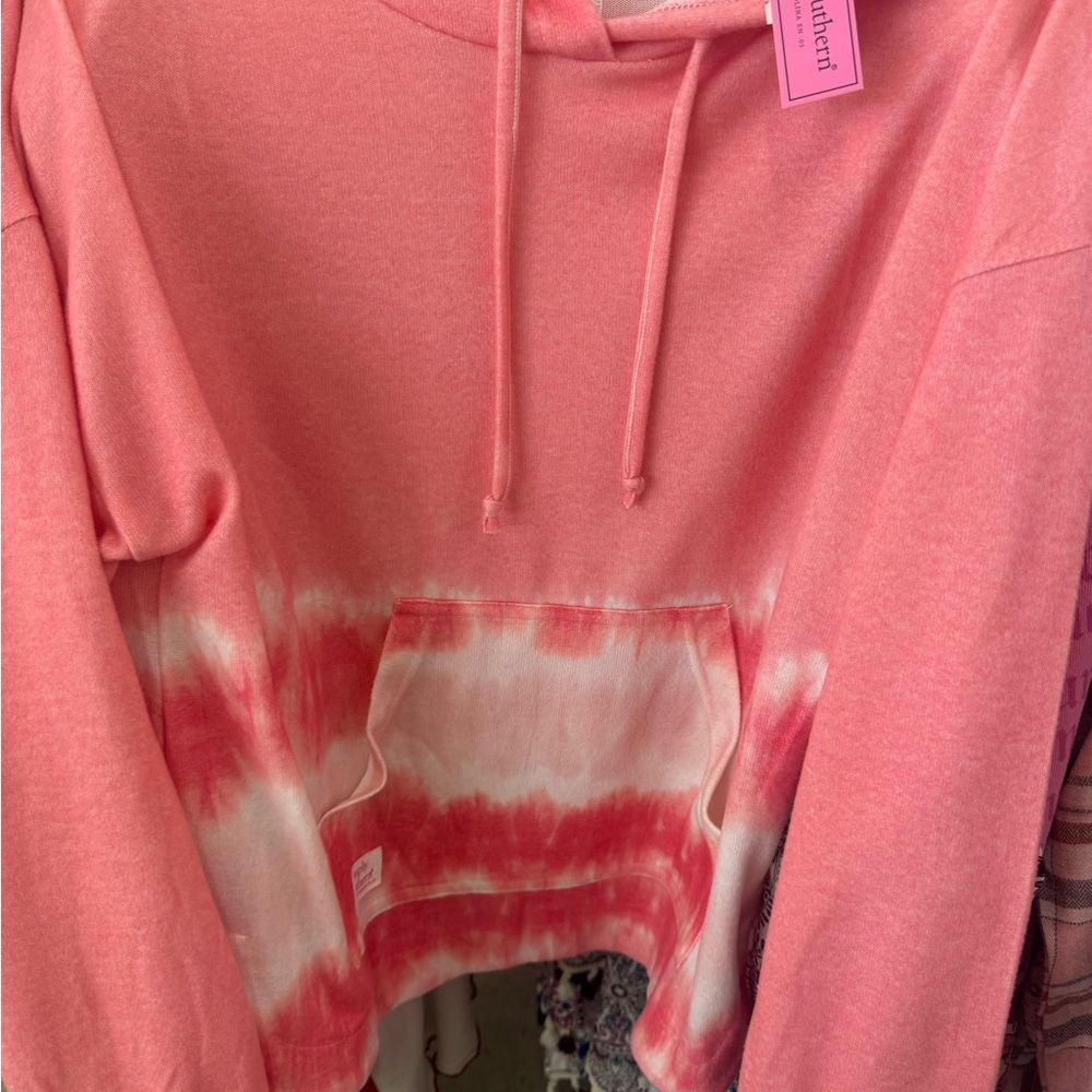 Simply Southern Pink and White Tie-Dye Sweater